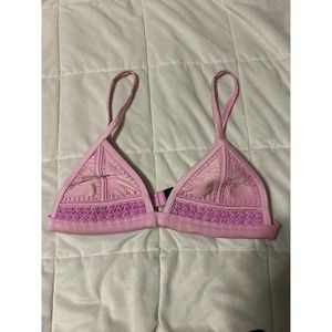 TRIANGL SWIMWEAR Solid Pink NEOPRENE Crochet Detail BIKINI TOP Small S Triangle